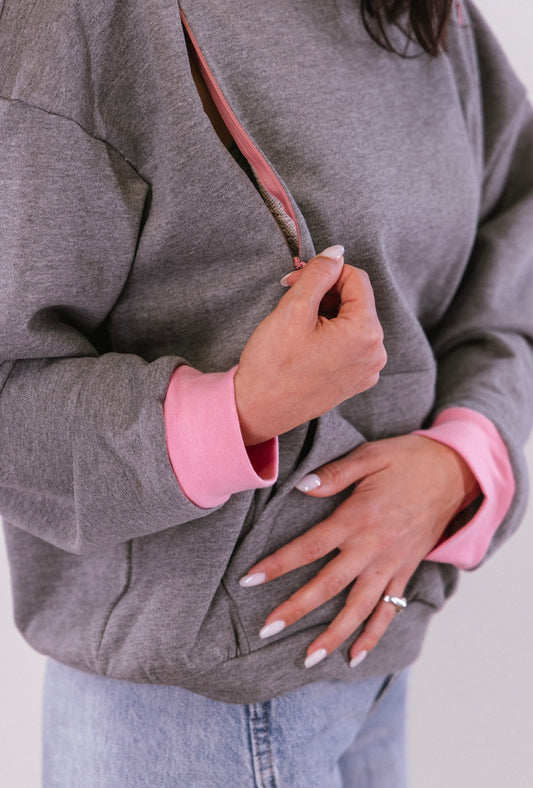 Felpa Over Grey&Pink