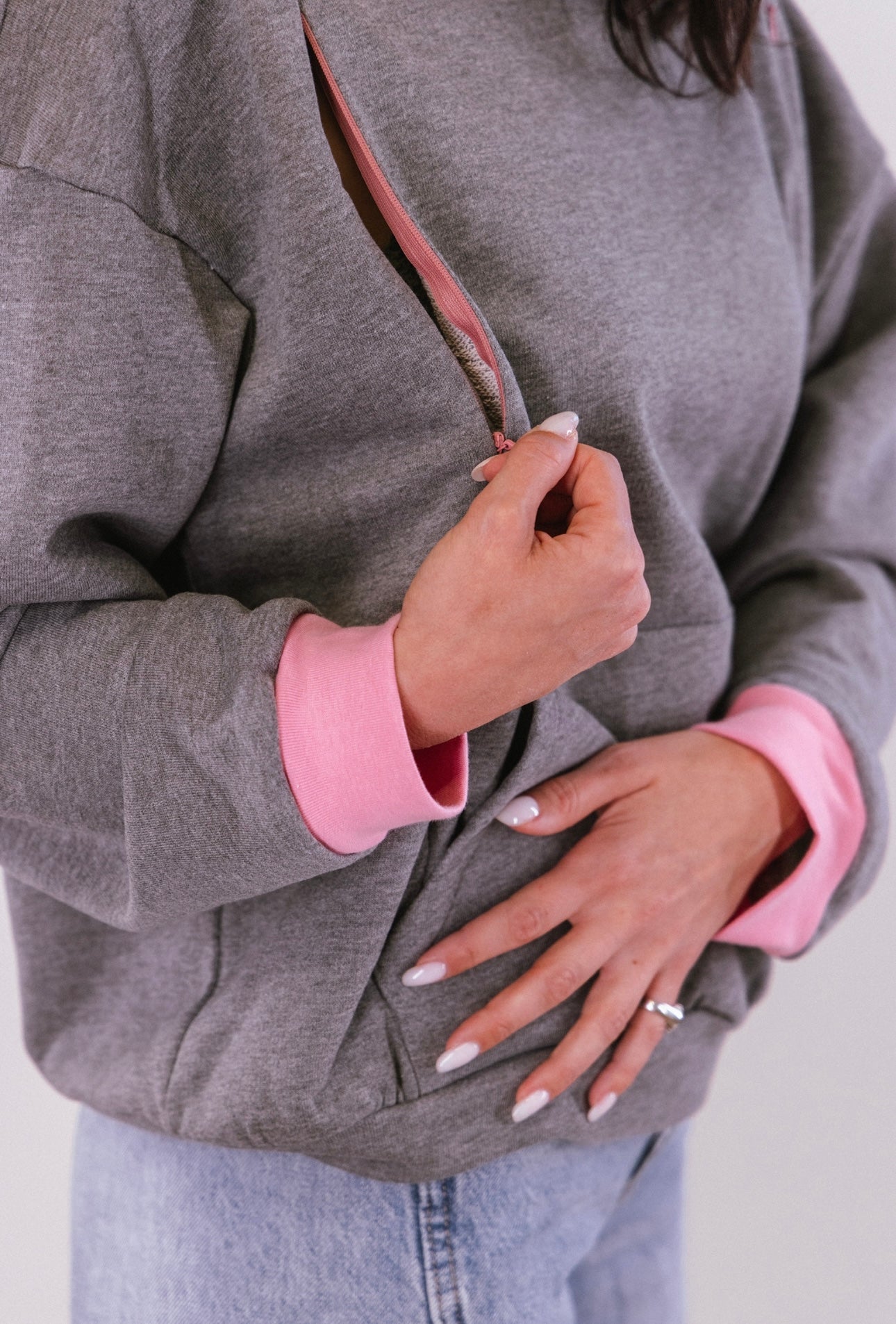 Felpa Over Grey&Pink